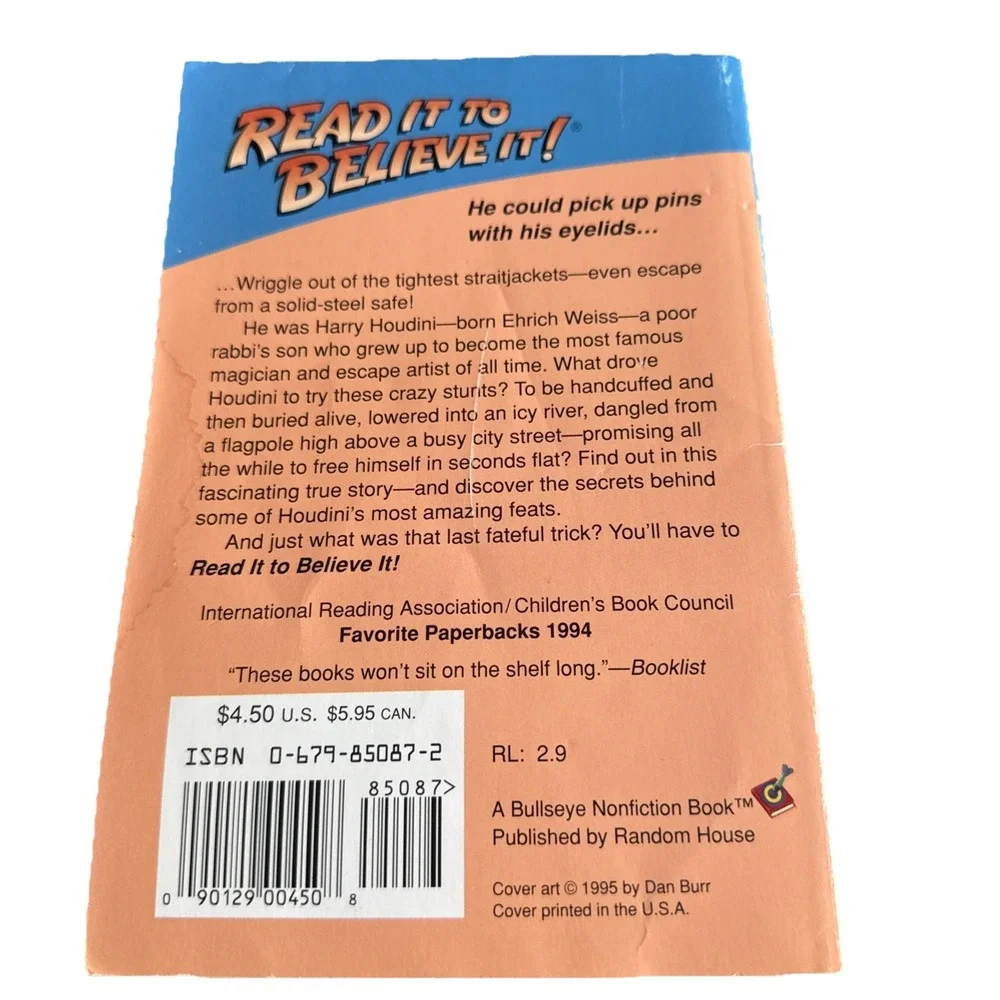 Read‎ It To Believe It Houdini's Last Trick (1995 Paperback)